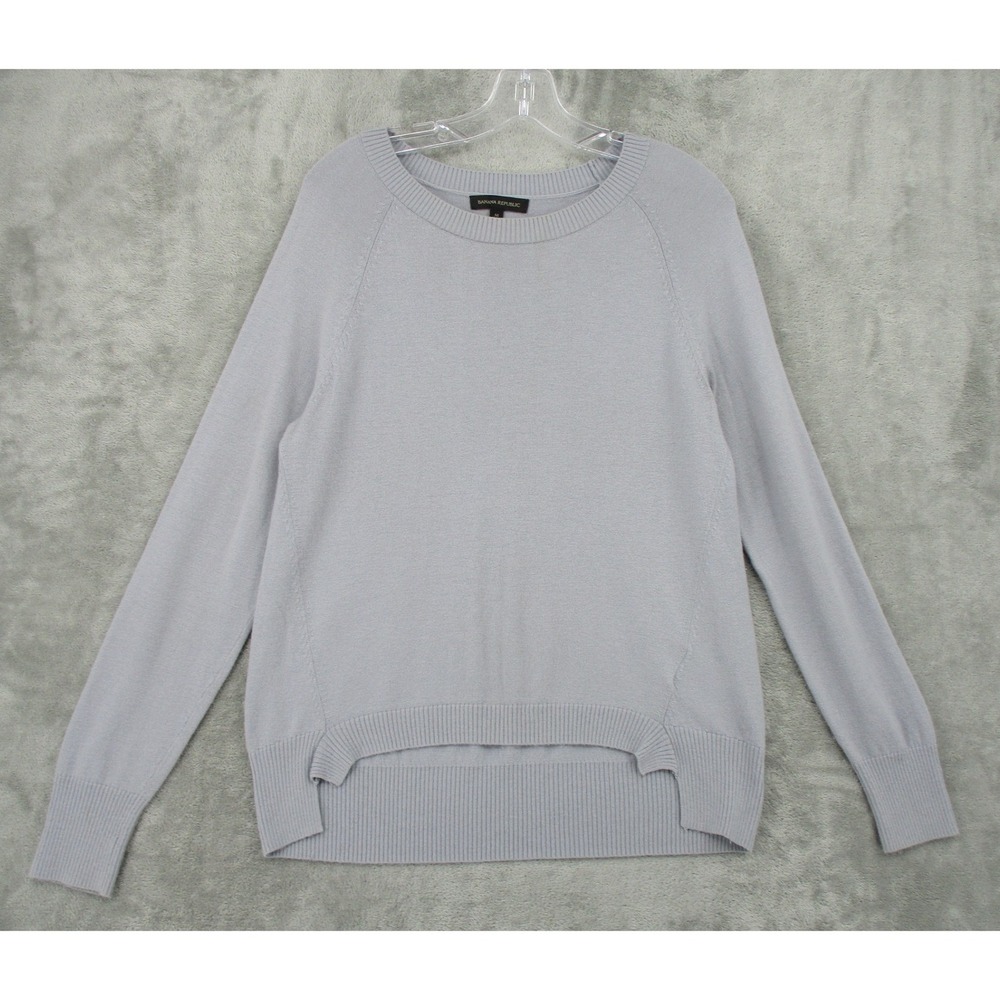 Banana Republic Sweater Womens Medium Merino Wool Blend High Low Cozy Crew Gray